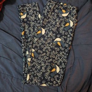 LulaRoe TC Leggings With Swirls & Birds NWOT